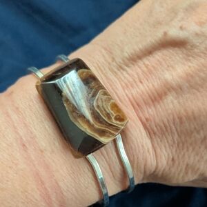 tba Brown and Black Agate Double-Band Cuff Bracelet